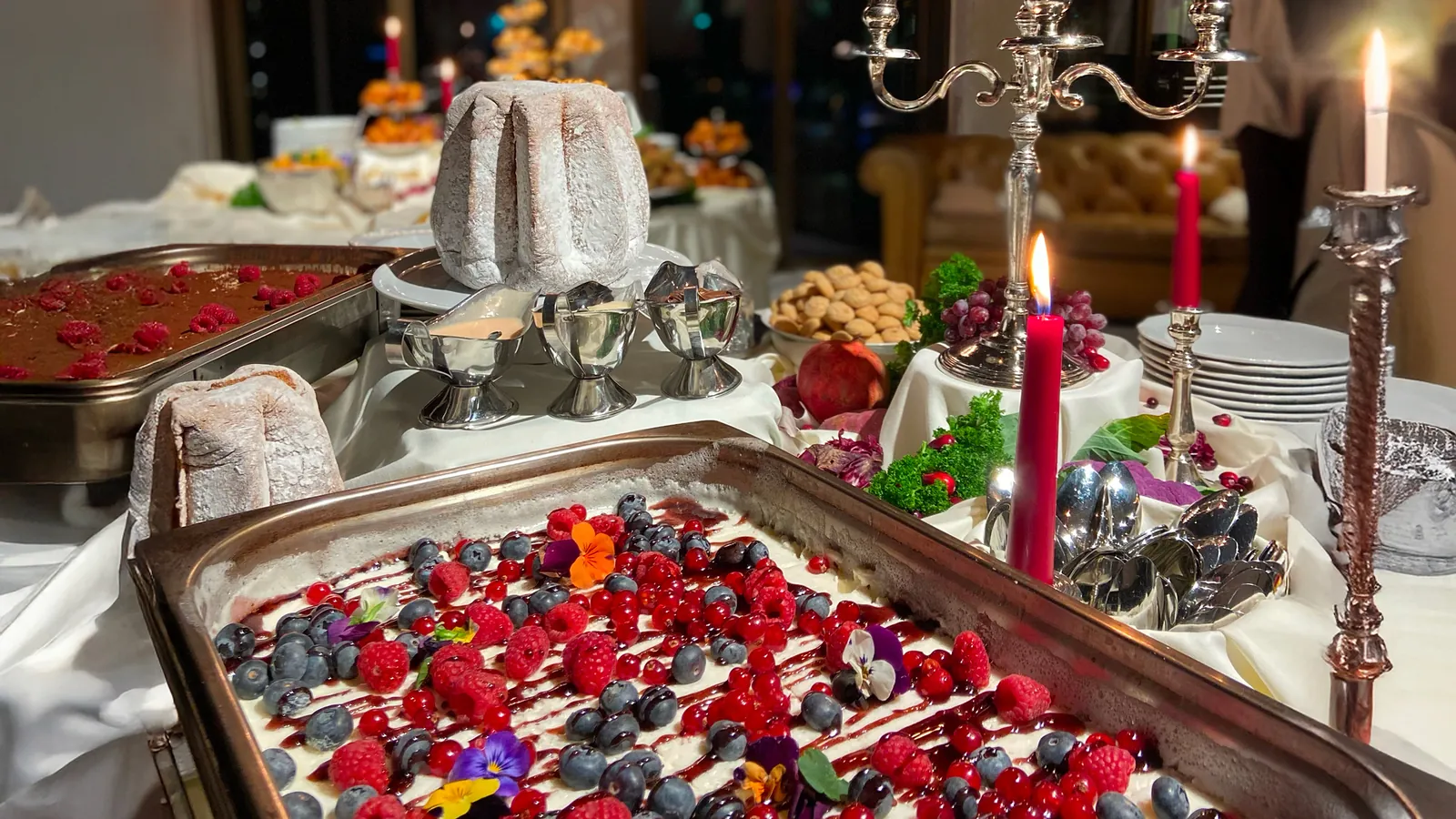 Dessert with berries and pandoro, House of Catering