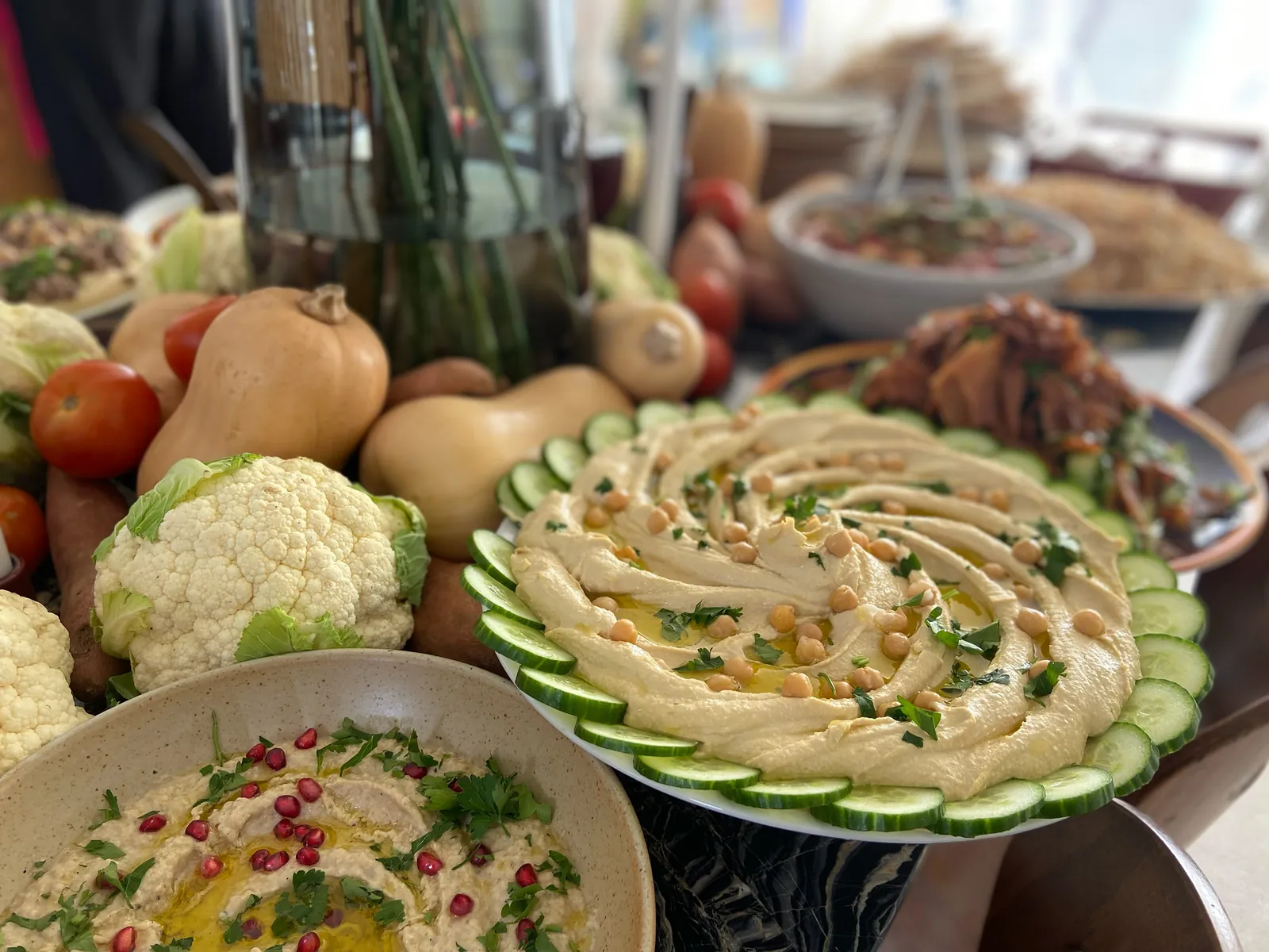 Hummus with chickpeas and cucumber, House of Catering